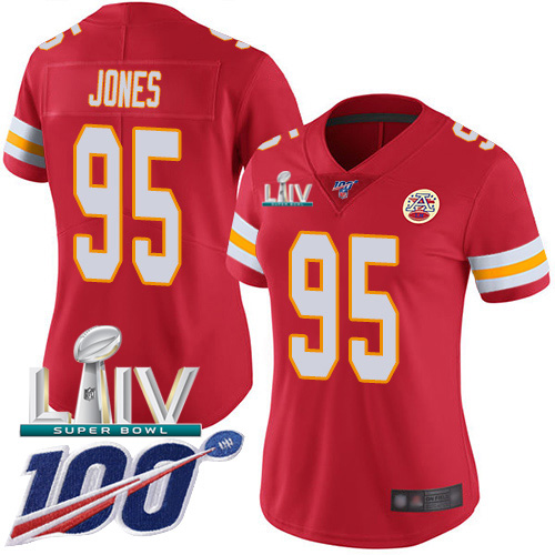 Kansas City Chiefs Nike 95 Chris Jones Red Super Bowl LIV 2020 Team Color Women Stitched NFL 100th Season Vapor Untouchable Limited Jersey
